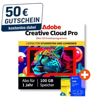 Adobe Creative Cloud Pro | Studenten & Lehrer | inkl. Norton & F-Secure | + 50€ Best Choice Gutschein effektiv 144€ - Cyberport