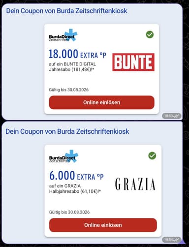 Payback-Punkte / Miles&More „kaufen“ 6040 Punkte für 61,10€ und 18100 für 181,48€ BurdaDirect - PAYBACK