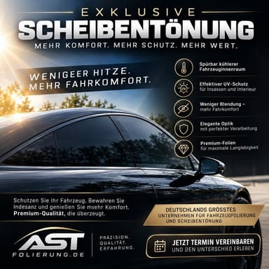 Auto Scheiben Tönen AST Folierung: bis 50% Rabatt auf Scheibentönung Autoscheibentönung inkl. ABE & Zulassung ab 80€ (Hamburg) |sonstige 99€