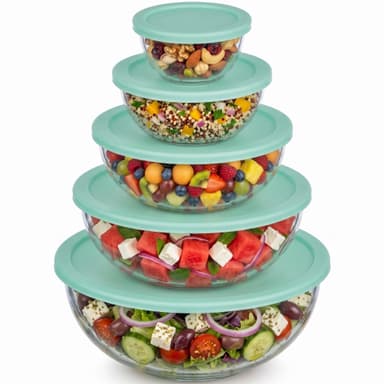 Uandu Salatschüssel mit Deckel 5-teilig – Rührschüsseln aus Borosilikatglas [Prime] - Amazon