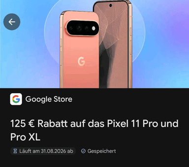 [Google Store] 125€ Rabatt auf die neue Pixel 11 Serie durch Play Pass/ Gold Level + 400€ Trade-In + Cashback kombinierbar [personalisiert] - Google Store