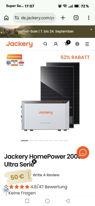 Balkonkraftwerk Jackery Homepower 2000 + 2x 450W BF Module - Jackery