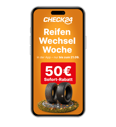 CHECK24 Reifenwechsel-Woche: 50€ Sofort-Rabatt bei Reifenkauf mit Montageservice (mehrfach einlösbar, nur über App) - CHECK24 Auto