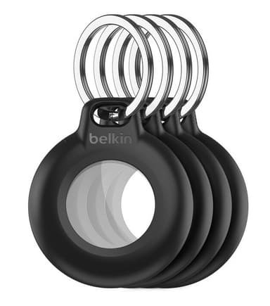 [Amazon Prime] Belkin Secure Holder mit Schlüsselanhänger für das Apple AirTag (4er Pack | Schwarz | Wasserfest) - Amazon