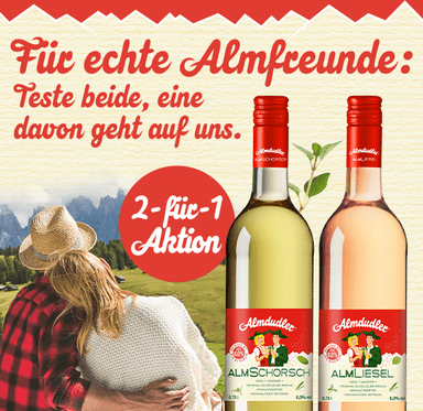 2 für 1 Almdudler ALMSchorsch & ALMLiesel 0,75l Flaschen (Cashback-Aktion)