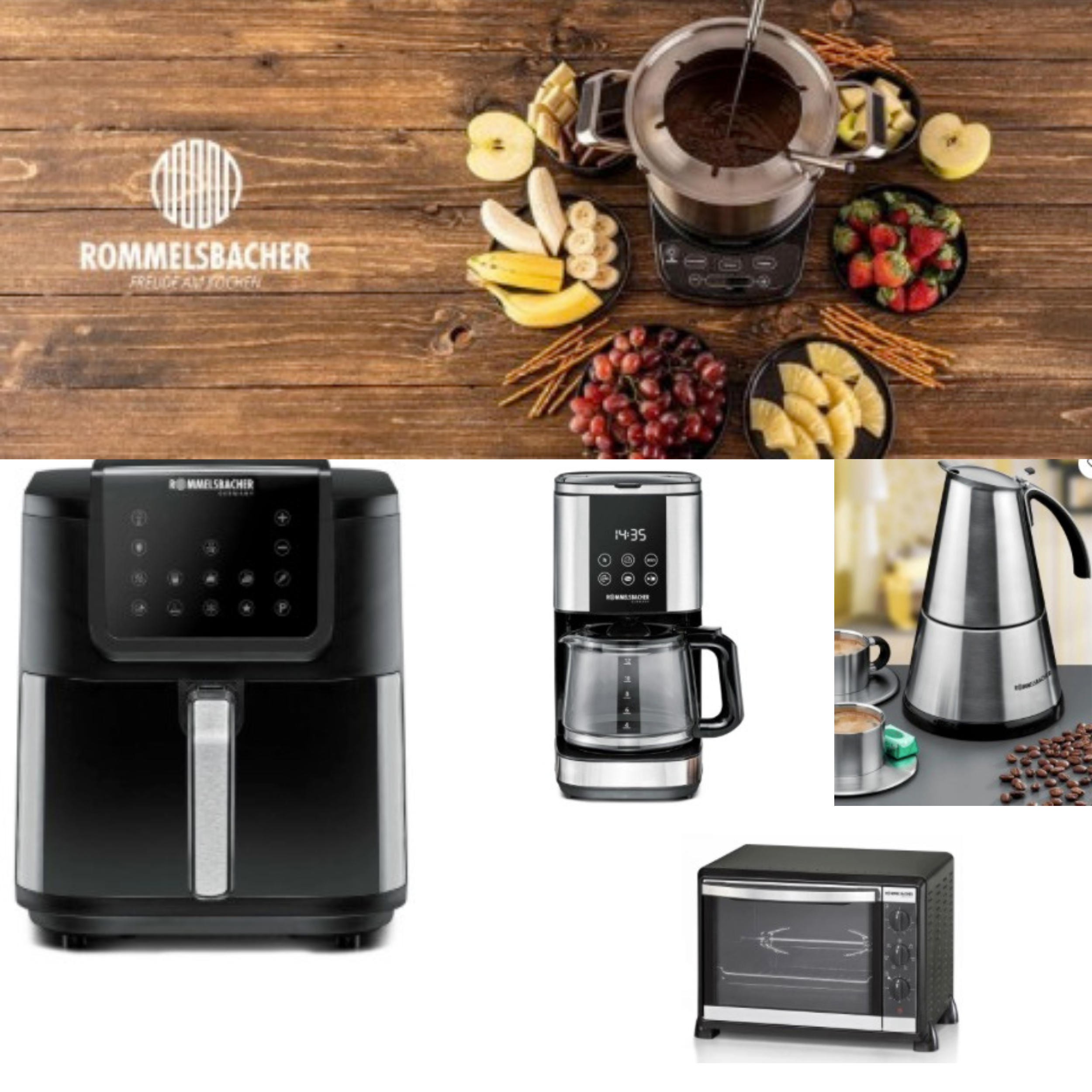 Rommelsbacher Küchengeräte | FRH 1700 Heißluftfritteuse 8 L für 74,94 € inkl. VSK | Kaffeemaschine 42,94 € | Espressokocher 54,94 € & mehr - Limango