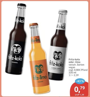 [Lokal Hamburg+Umgebung] fritz-kola, fritz-limo und fritz-spritz bei Budni - BUDNI