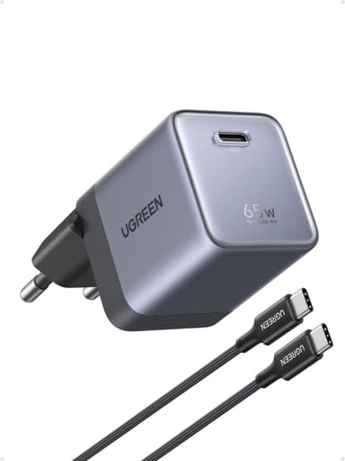 Prime UGREEN Nexode Mini USB-C Ladegerät, superkompakt, 65W, grau/weiß, GaNInfinity, Schnellladegerät - Amazon