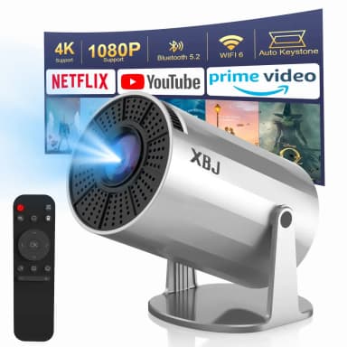 XBJ Tragbarer Silber-Beamer mit WiFi 6 & Bluetooth 5.2, Smart Mini-Beamer, 1080P HD, Neukunden - Joybuy