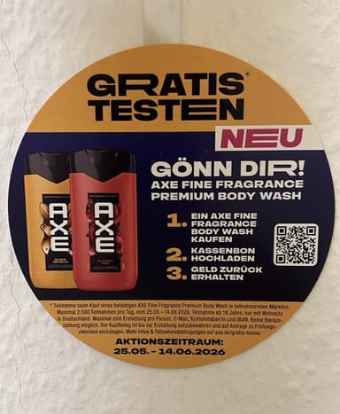 [GzG] Gratis Testen Axe Body Duschgel Geld zurück dm budni Kaufland Rossmann Müller