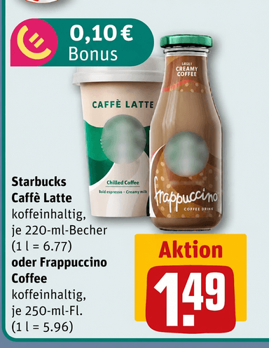 Starbucks verschiedene Sorten dank Coupon effektiv 0,69€-REWE - REWE