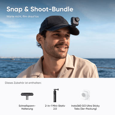 Insta360 GO Ultra Snap & Shoot Bundle | Action Cam – 1/1,28"Sensor, 4K@60fps, 53g, wasserdicht bis 10m, magnetisch (ähnlich Creator-Bundle) - Insta360
