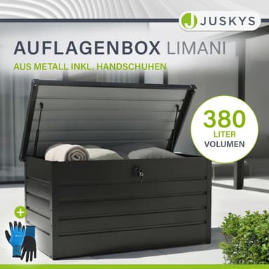 Juskys Metall Aufbewahrungsbox Limani | 380 Liter | wasserdicht, abschließbar | Gartenbox, Auflagenbox - Amazon