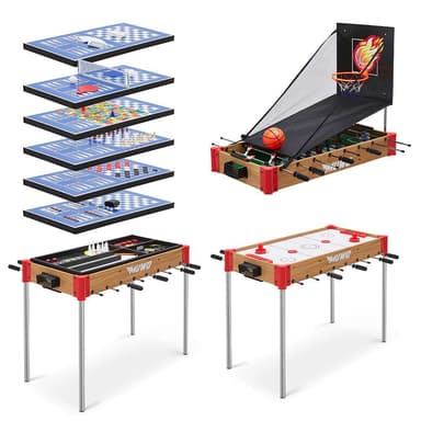 MUWO Masterplay 12-in-1 Multigame Spieletisch | Tischkicker, Air Hockey, Tischtennis, Schach, Backgammon, Shuffleboard usw. - SportSpar