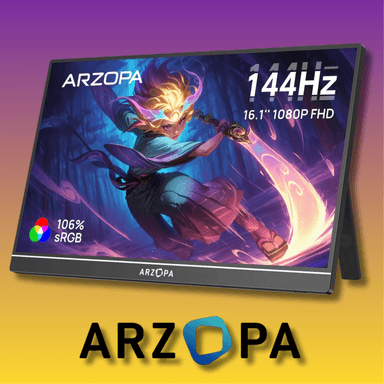 ARZOPA Z1FC Portabler 16.1' Zoll Monitor | 144Hz, 106% sRGB, 1920×1080P FHD HDR, Mini HDMI + USB-C, Standfuß - Joybuy