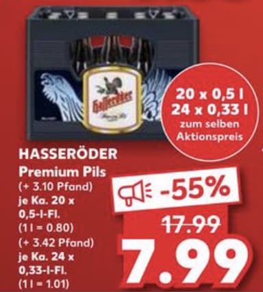 Hasseröder Premium Pils 20x0,5l o. 24x0,33l Kaufland NRW - Kaufland