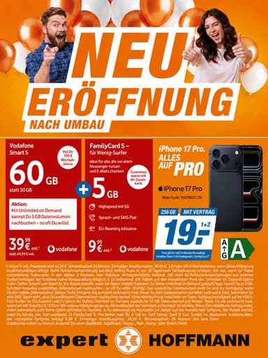 Vodafone Vertragsangebot Apple iPhone 17 Pro 256GB - Expert