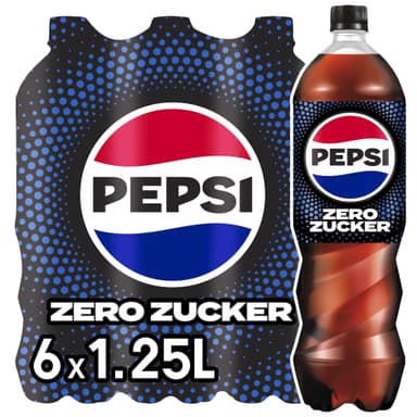 Pepsi Zero Zucker 6x 1,25l (0,63€/l) | das zuckerfreie Erfrischungsgetränk von Pepsi ohne Kalorien, koffeinhaltige Cola in der Flasche,prime - Amazon