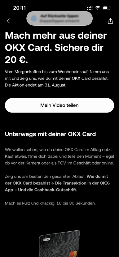 [OKX] 20€ für ein OKX Card Video - OKX