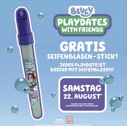 (Smyth Toys) Aktionsflächen mit den Abenteuern von Bluey, Bingo und Bandit + Gratis Bluey Seifenblasen-Stick am 22. Aug. von 11-17 Uhr