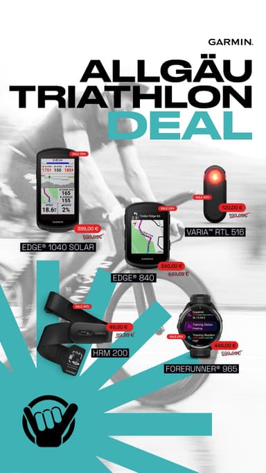 Garmin Deals zum Allgäu Triathlon: Edge 1040 Solar 399€, Forerunner 965 449€, Varia 120€ uvm. - Hannes Hawaii Tours