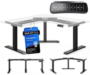 DESKSPACE CORNER Elektrisch Höhenverstellbarer Eck-Schreibtisch / Gestell – 3 Hochleistungsmotoren, 150 kg Tragkraft, Gestell schwarz - Idealo