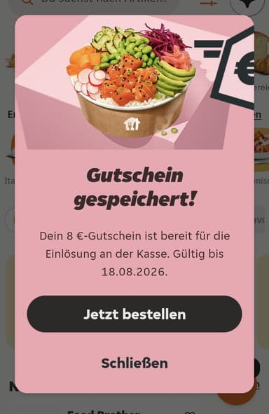 Lieferando 8€ Rabatt personalisiert (App) - Lieferando