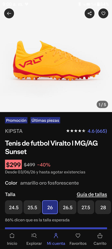 Decathlon: KIPSTA Tenis de futbol Viralto I MG/AG Sunset - Decathlon