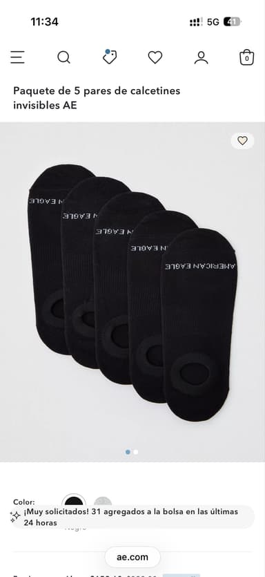 American Eagle Paquete de 5 pares de calcetines invisibles AE - American Eagle