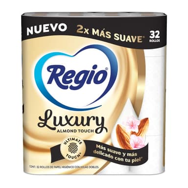 Amazon: Regio Papel Higiénico Luxury Almond Touch, 32 Rollos, $141 c/u comprando 10 (Planea y Ahorra) - Amazon