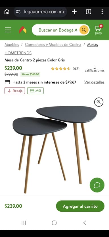 Bodega Aurrera: juego de mesa de centro 2pz - Bodega Aurrera