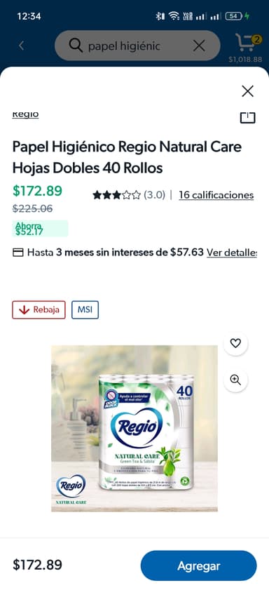 Sam's Club: Papel higiénico regio natural care - Sam's Club