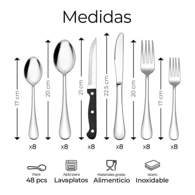 AMAZON: Raganet, Juego de 48 Cubiertos de Acero Inoxidable, Grado Alimenticio, - Amazon