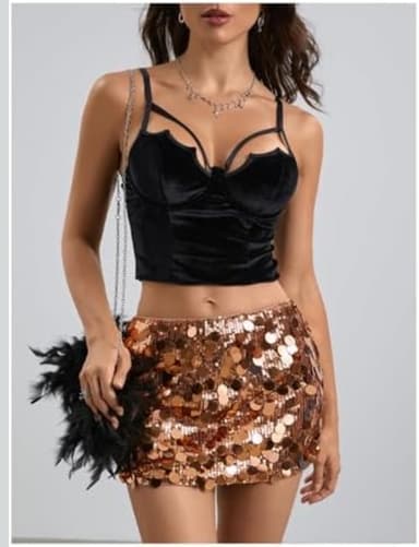 Amazon: Minifalda de Lentejuelas para Mujer || DORADO-PLATEADO - Amazon