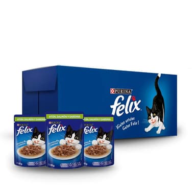 Amazon: Sobres Felix Sabor Atun Salmon y Sardina, Paquete con 24 Pzas de 85g - Amazon