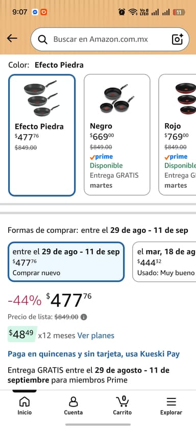 Amazon - T-FAL sartenes easy cook efecto piedra cubierta antiadherente, con indicador de calor thermo-señal 20, 24 y 26 cm - Amazon