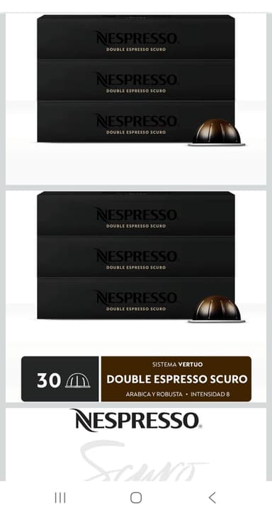 Amazon. 30 cápsulas de Double Espresso Scuro para Vertuo | Planea y Ahorra - Amazon