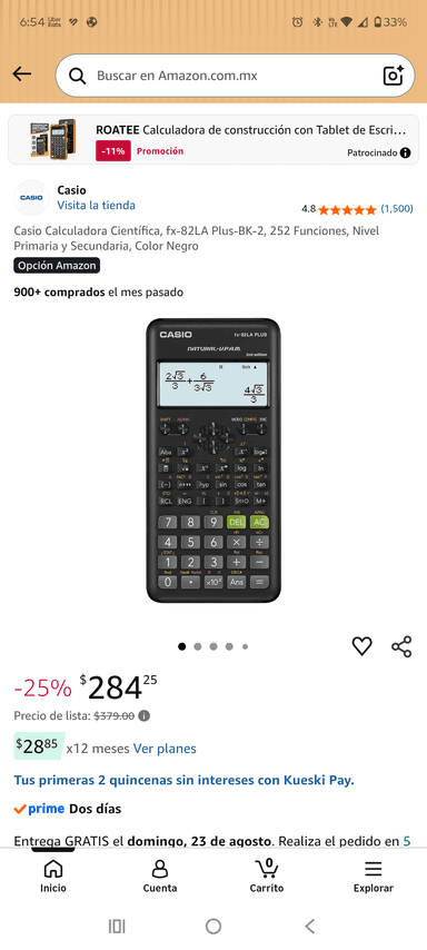 Amazon: Casio Calculadora Científica, fx-82LA Plus-BK-2, 252 Funciones, Nivel Primaria y Secundaria, Color Negro - Amazon