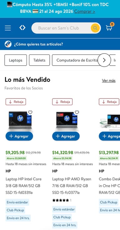 Sam’s Club: 10% de descuento en Cómputo con BBVA a 18MSI - Sam's Club