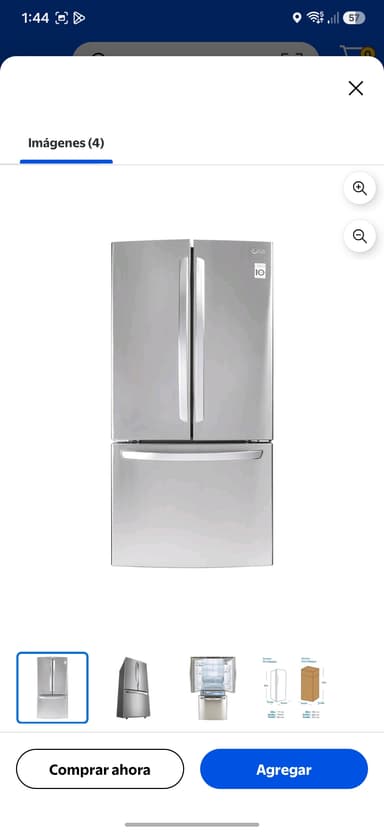 Walmart: Refrigerador 22 Pies LG Acero Inoxidable - Walmart