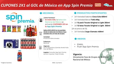 Oxxo: 12 pack Tecate (entre otros productos) al 2x1 si México anota gol durante el mundial (Fase de Grupos) - Oxxo