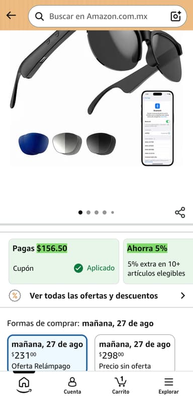 Amazon: Gafas Bluetooth con descuento extra - Amazon