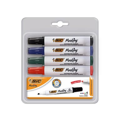 Amazon: 34% BIC, Marcador de Pizarrón de Colores Clásicos, 4 piezas + 1 Borrador - Amazon