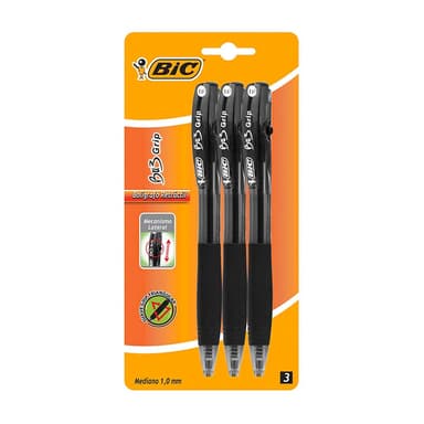 Amazon: BIC Bolígrafo BU3 Medium Point 1.00 mm Retráctil Clip de Plástico Mejor Agarre Escritura Suave y Colorida Pen 3 Piezas Negro. - Amazon
