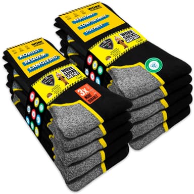 Amazon: 3 meses sin intereses, ALGODÓN, Calcetines Negros De Trabajo Ultra Reforzados Con Caja De Regalo 10 Pares - Amazon
