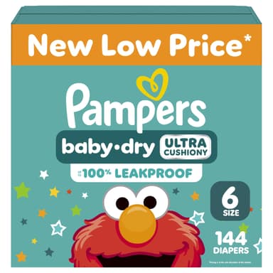 Amazon: Diapers Size 6, 144 Count - Pampers Baby Dry Disposable Baby Diapers, ONE MONTH SUPPLY - Amazon