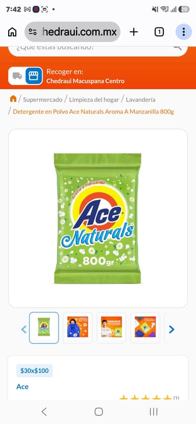Chedraui: Ace Natrurals 800grms (precio al comprar 5) - Chedraui