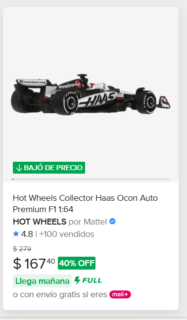 Mercado Libre: Hot wheels collector F1 - Mercado Libre