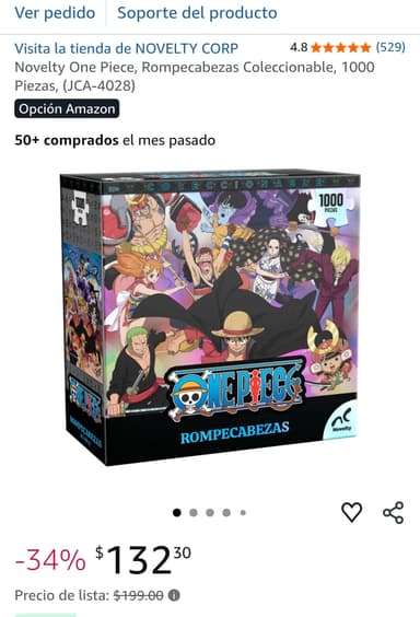 Amazon: Rompecabezas one piece 1000 pzas - Amazon