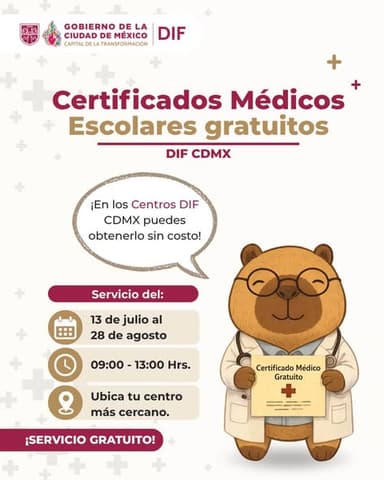 Gobierno CDMX: DIF CDMX: Certificados Médicos Escolares Gratuitos - Gobierno CDMX